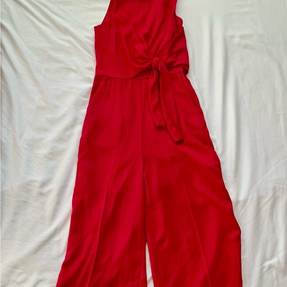 On Track Red Midi Jumpsuit - Picture 2 of 6